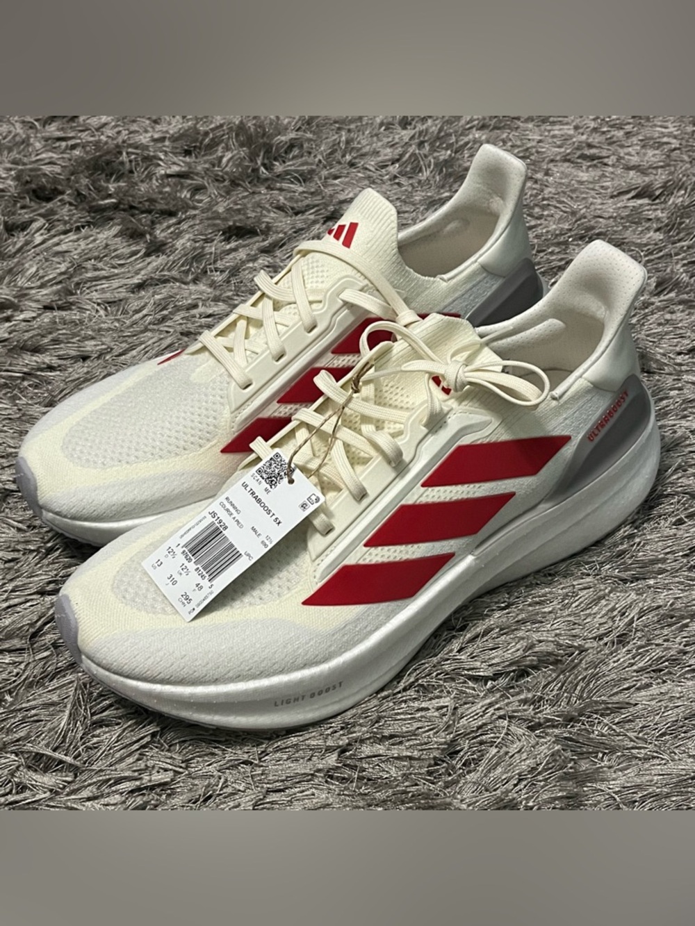 Adidas Ultraboost 5X Off White Scarlet (JS1928) Men’s Size 13 Running Shoes